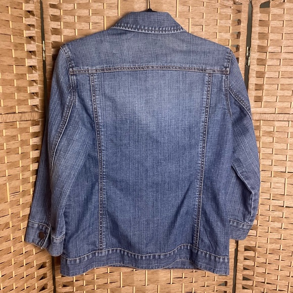 Chico’s Platinum Denim Jean Jacket Size 0 *Read* - Picture 3 of 11